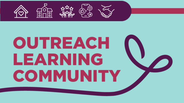 OUTREACH LEARNING COMMUNITY text with small icons representing each of the five sections of the toolkit